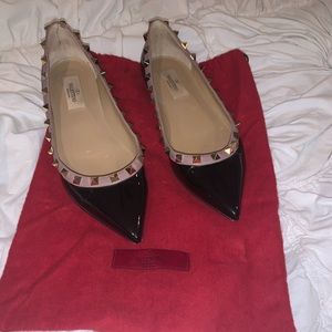 Valentino Rockstud Patent Leather Ballerina Flats